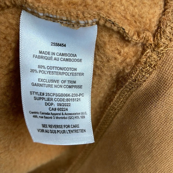 CAT Caterpillar Girls Pullover Hoodie Dijon Brown Embroidered Logo Spellout XL - Picture 9 of 12